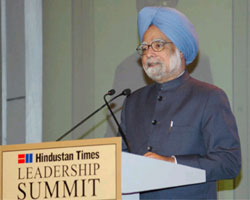 The Prime Minister, Dr. Manmohan Singh addressing at the Hindustan Times Leadership Summit
